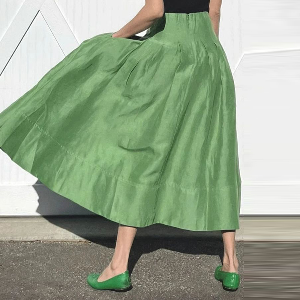 Women'S Fashion Umbrella - French retro temperament green high waist