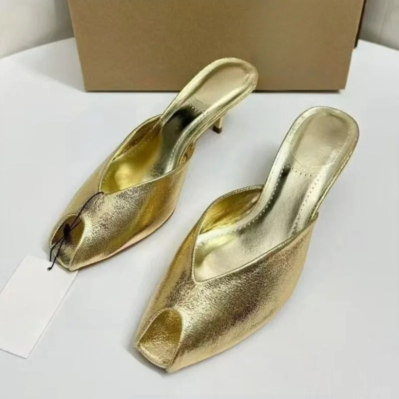 Spaghetti Strap Dress - Women's Pumps Designer Gold Women Mules
