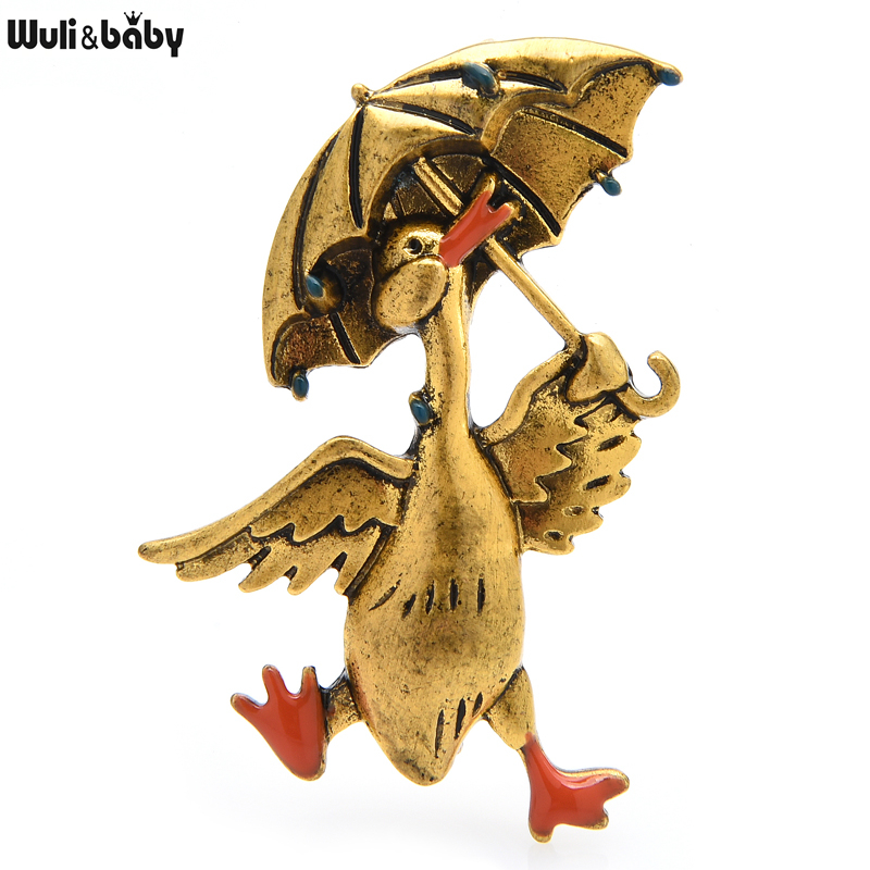 Women'S Fashion Umbrella - Wuli&baby Vintage Taking Umbrella Duck Brooches